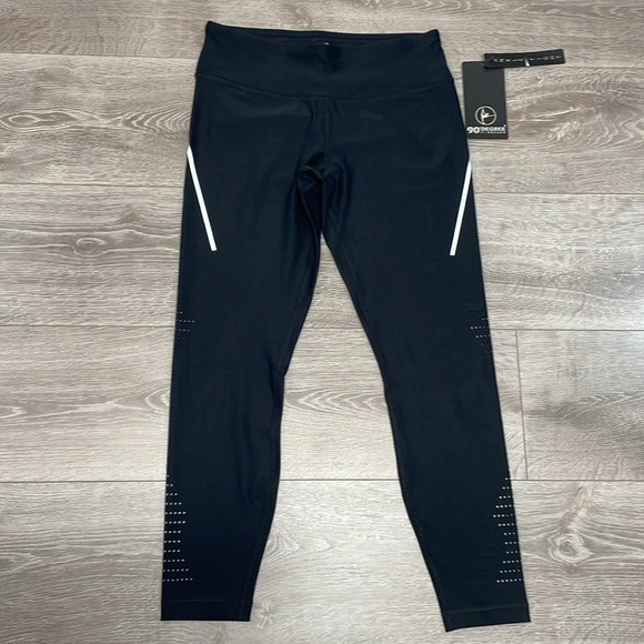 NWT 90 Degree By Reflex 7/8 Ankle Tight Legging Black Perforations M - Picture 7 of 15